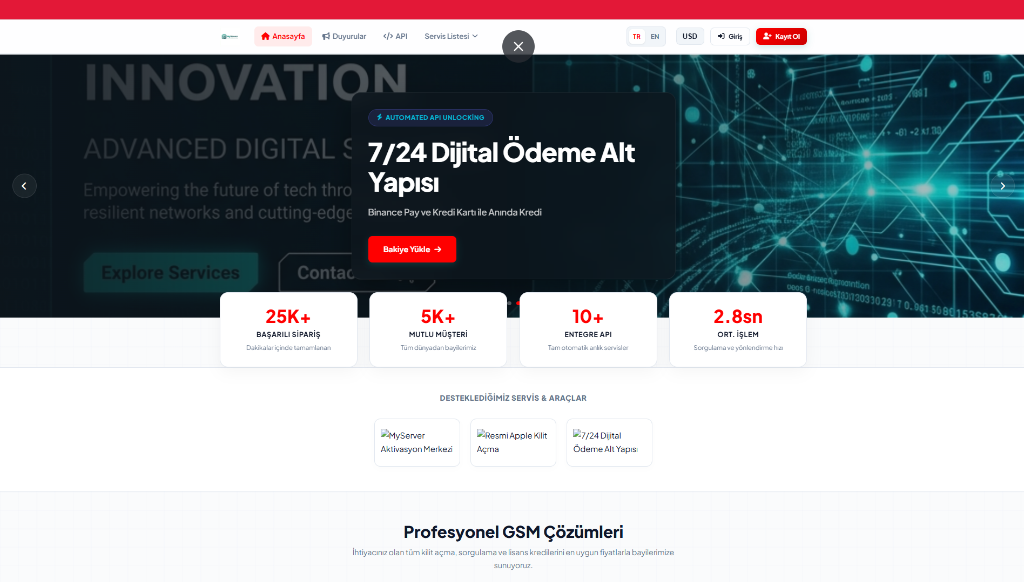 GSM Server & Dijital Hizmet Dağıtım Platformu